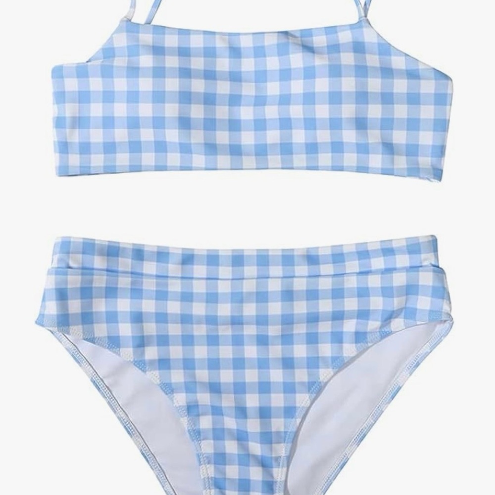 Blue Gingham Women's Two-Piece Swim Set